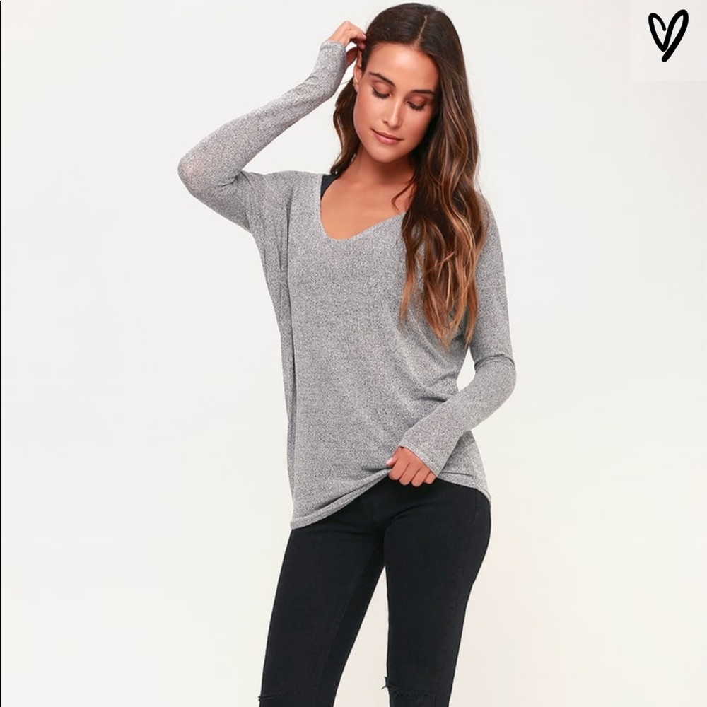 Knitted Heather Grey Oversized Top Forever 21